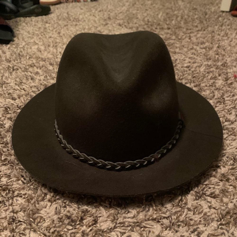 Brown leather panama with leather detail